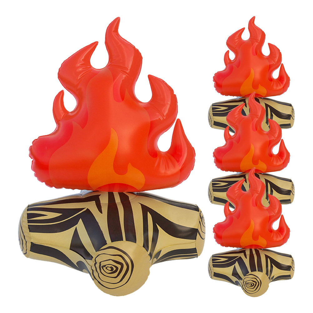 Outdoor Adventure Birthday Party - 4Pcs Compact Inflatable Campfire Decor Wear-Resistant
